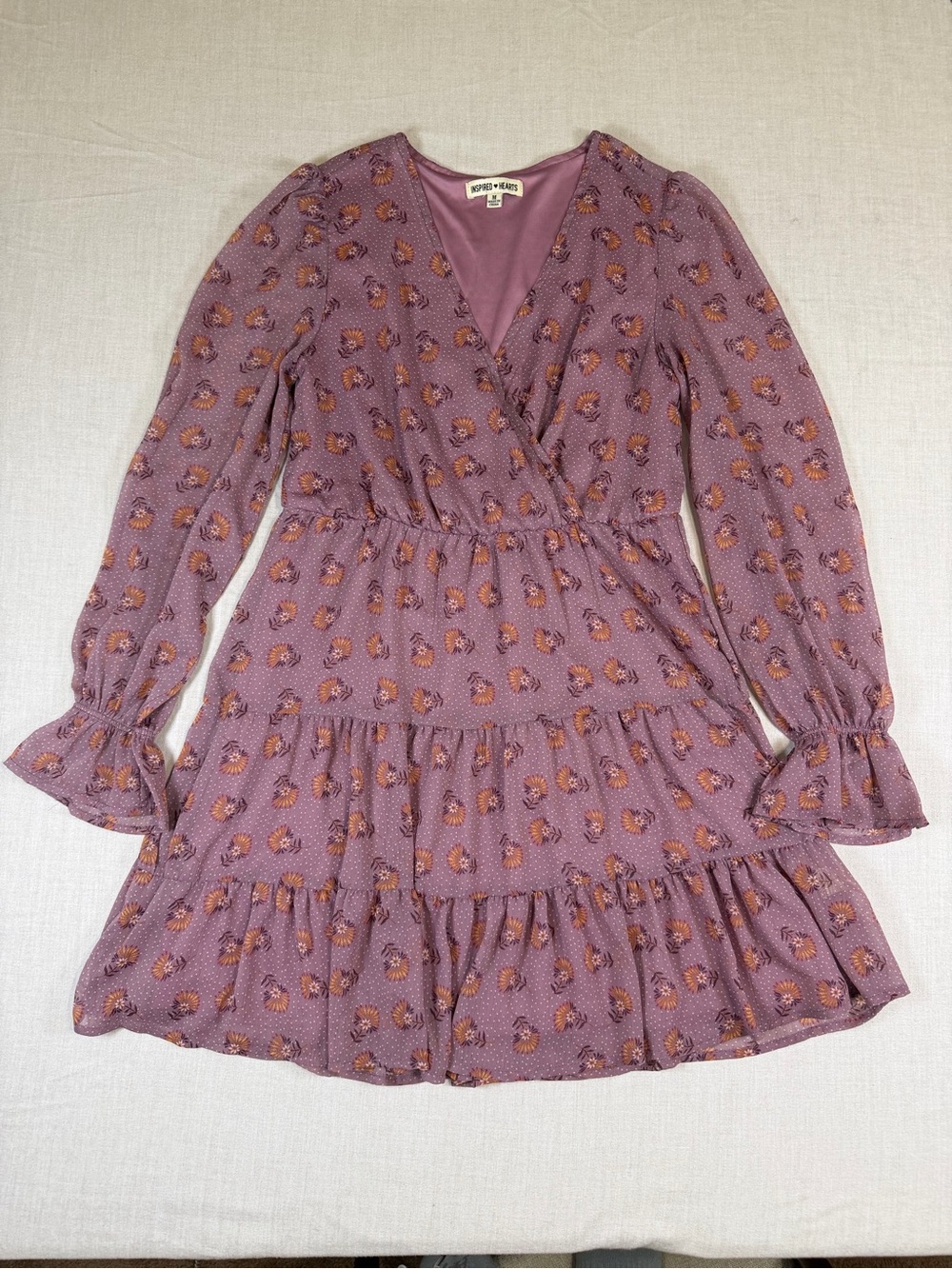 Boho Chic Floral Mini Dress Medium | Cottagecore Boho Fall Dress